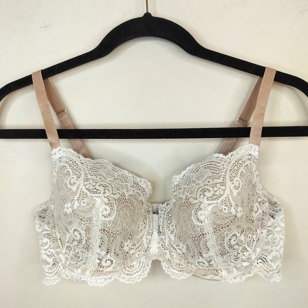 ThirdLove 24/7 Lace Balconette Bra 38B Underwire White Tan